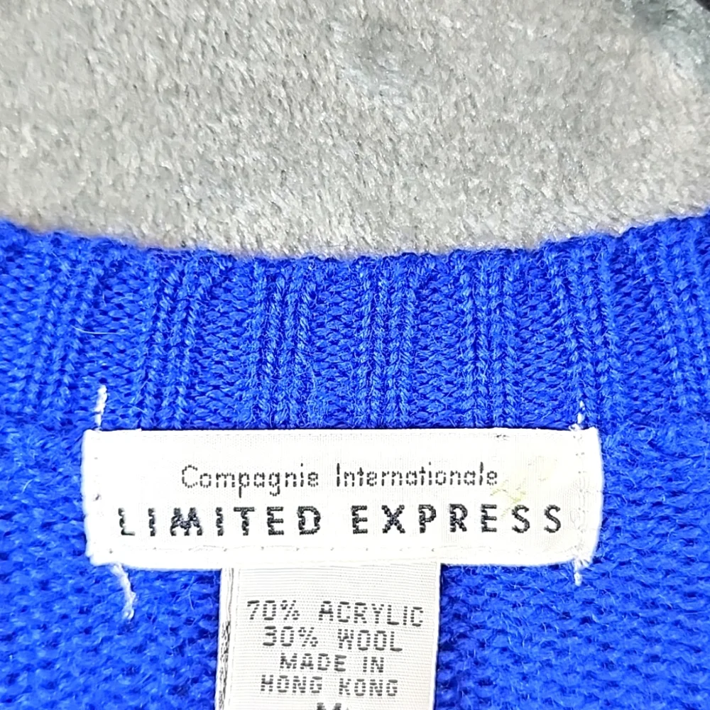 Blue Knit Cardigan Sweater Limited Express. Size M 30% Wool - Picture 2 of 7